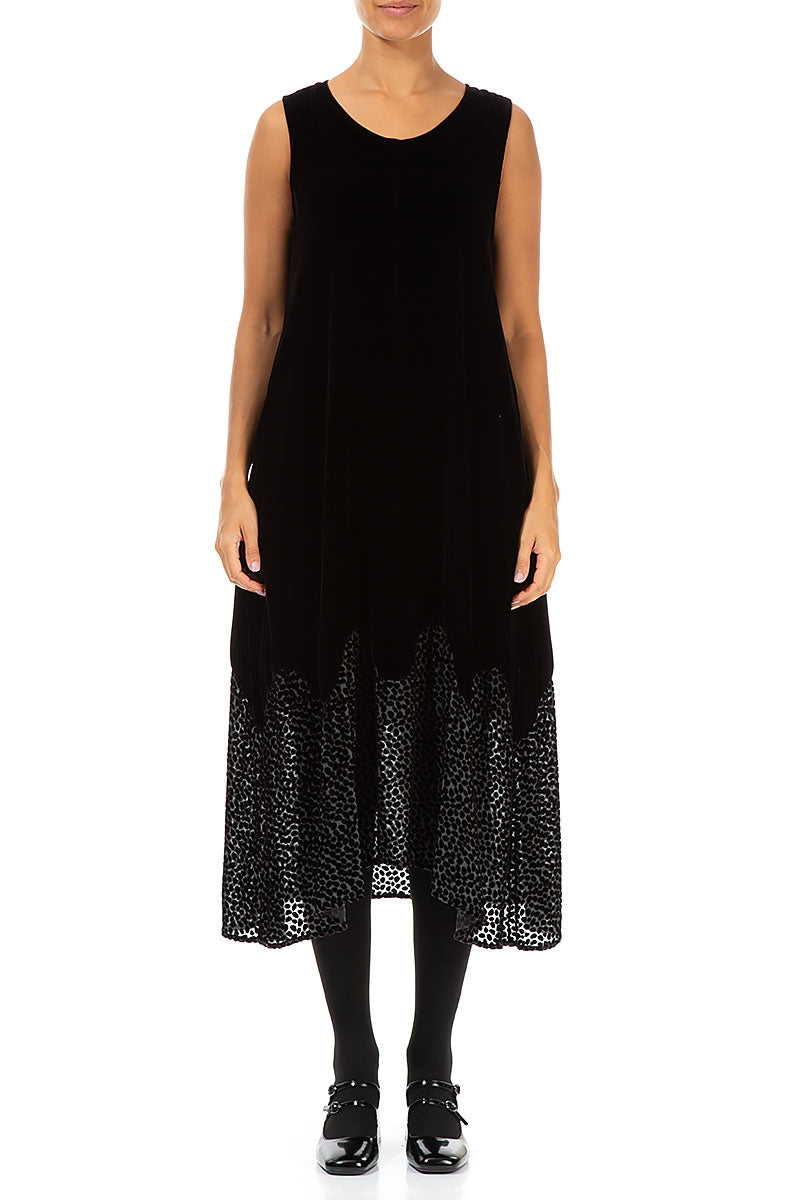 Devoré Dot Hemline Ash Silk Velvet Dress