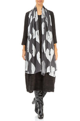 Devoré Leaves Silver Silk Scarf 2