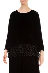 Devoré Petals Black Silk Velvet Blouse 3