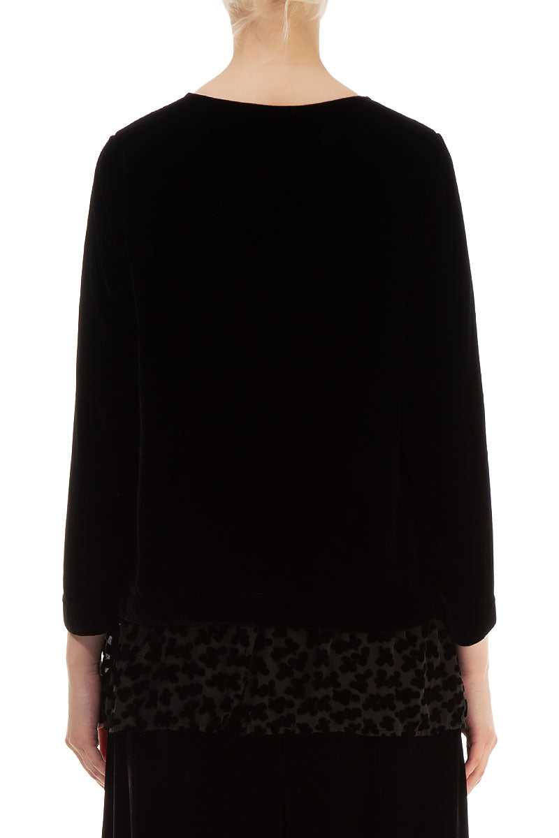 Devoré Petals Black Silk Velvet Blouse 2