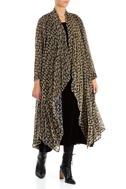 Devoré Petals Gold Open Silk Velvet Jacket 4