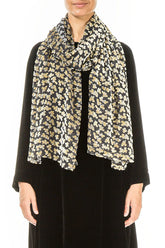 Devoré Petals Gold Silk Velvet Scarf 1