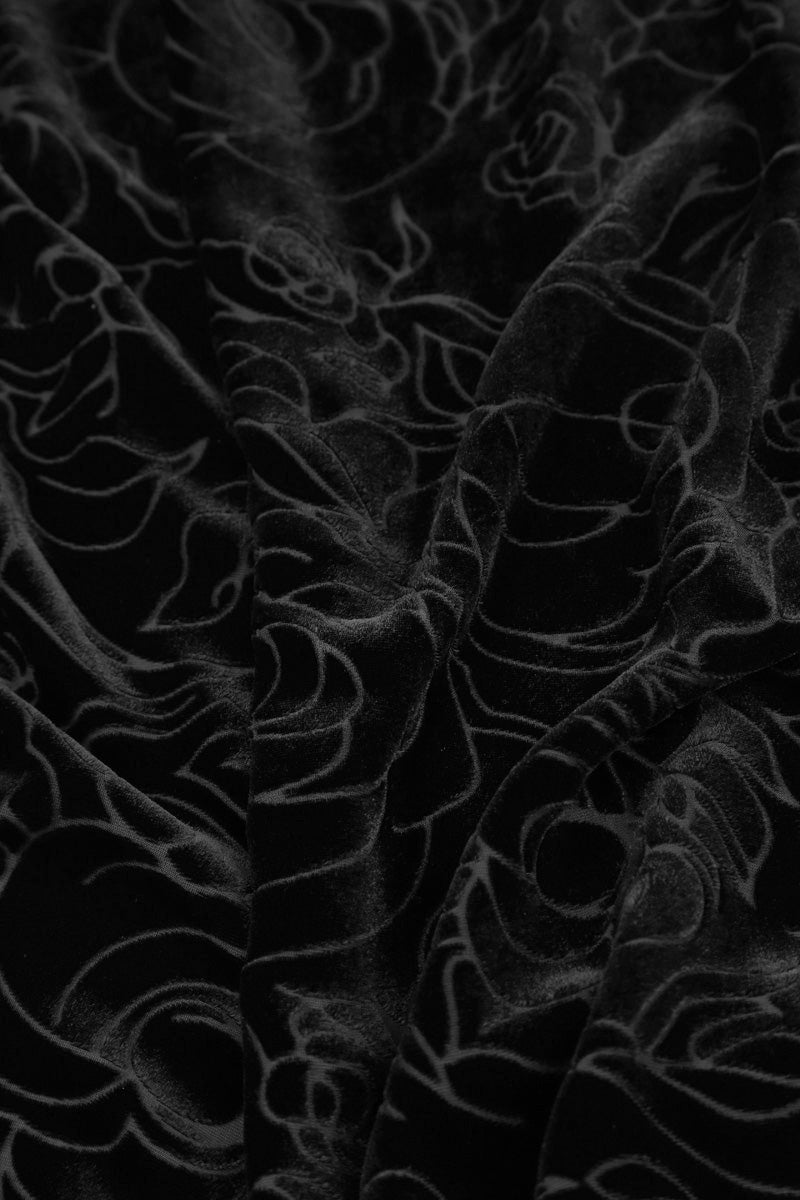 Devoré Roses Black Silk Velvet Scarf 4