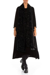 Devoré Roses Black Silk Velvet Scarf 2