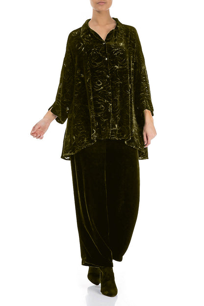 Devoré Rosen Waldnebel Seidensamthemd