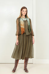 Copper Green Ombré Pure Silk Scarf 7