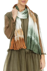 Copper Green Ombré Pure Silk Scarf 3
