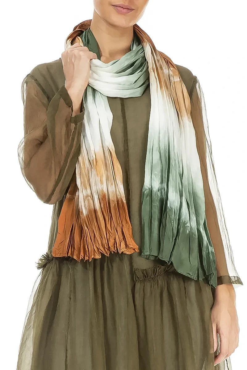 Copper Green Ombré Pure Silk Scarf 3