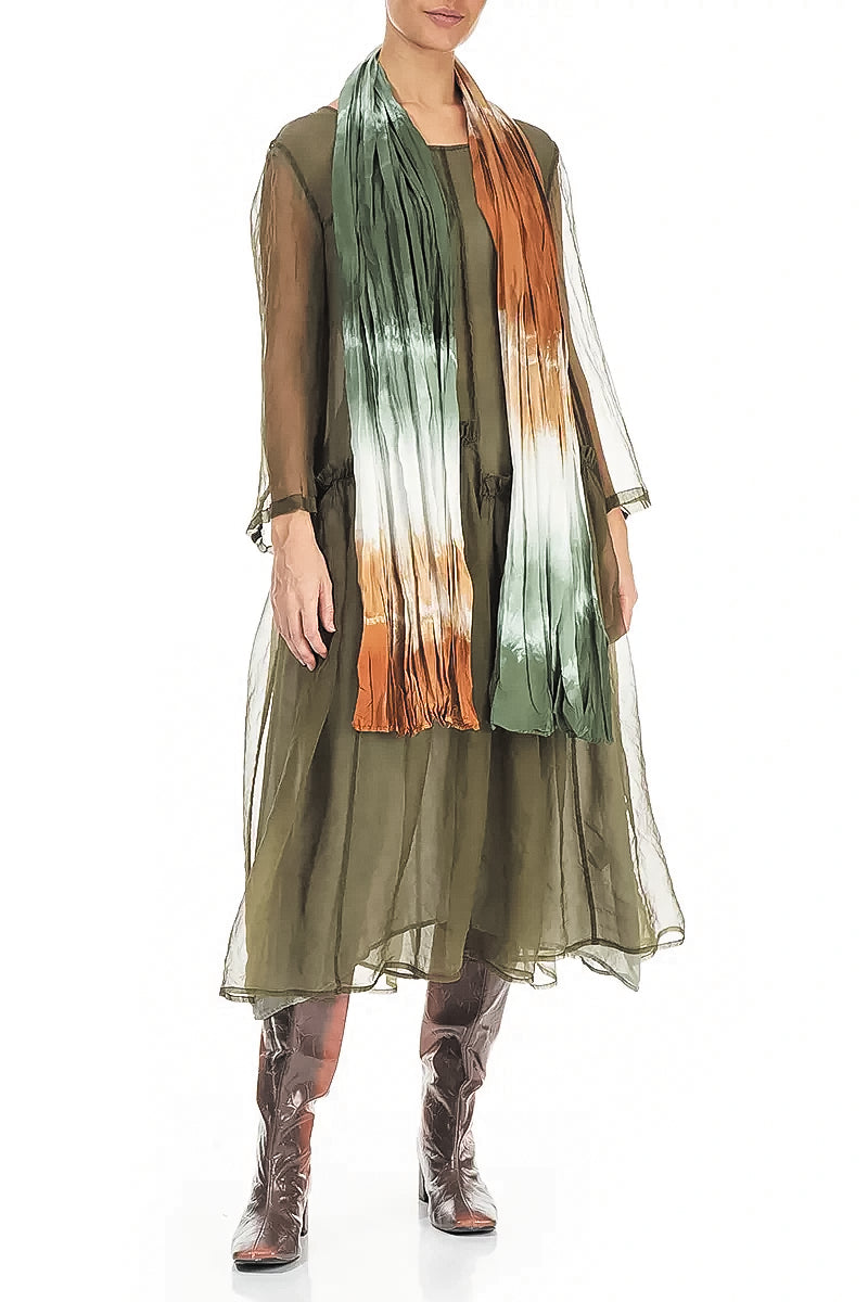 Copper Green Ombré Pure Silk Scarf 2