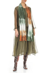 Copper Green Ombré Pure Silk Scarf 2