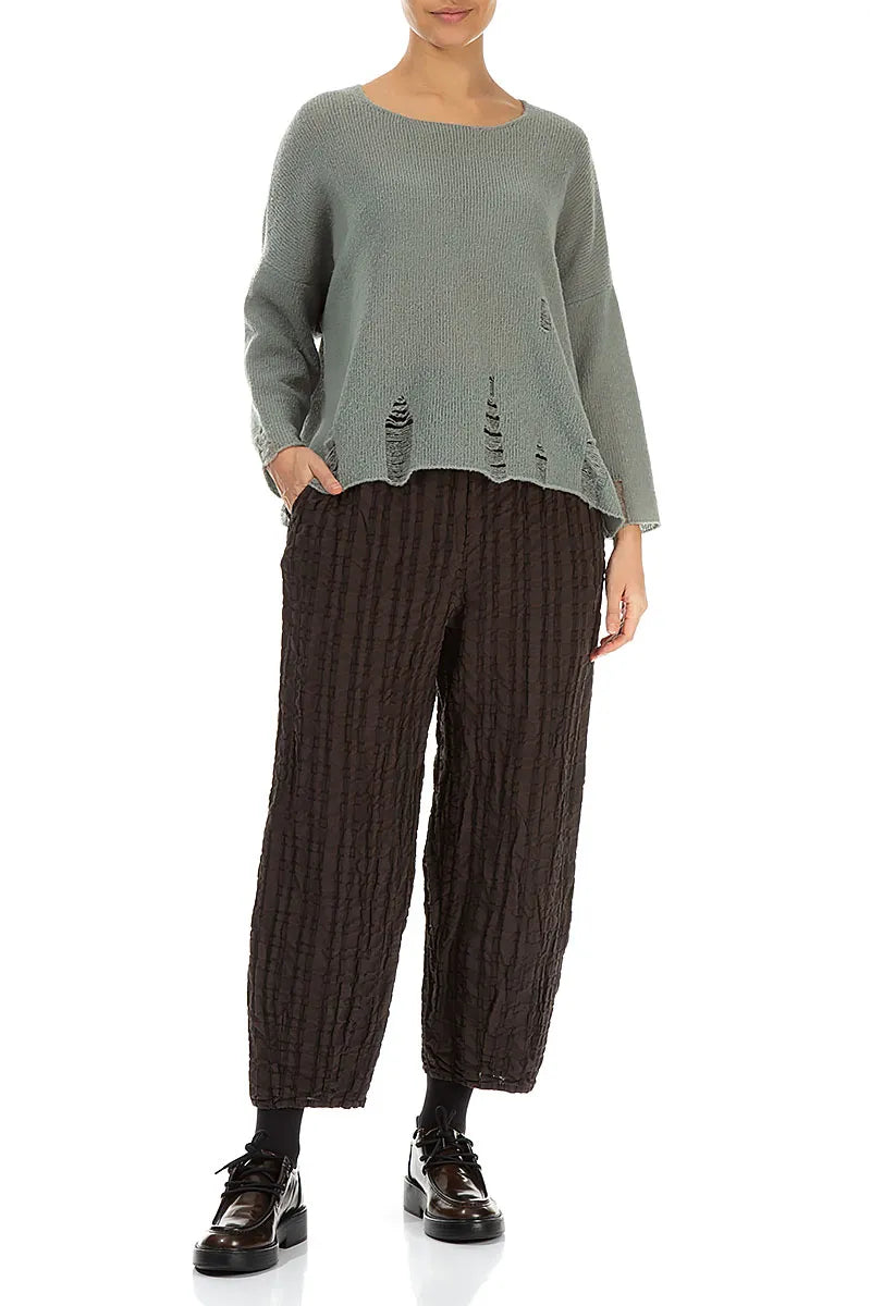 Distressed Hem Pistachio Wool Sweater 4