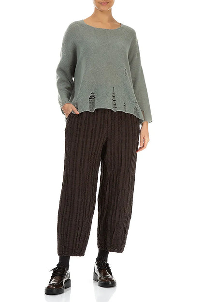 Distressed Hem Pistachio Wool Sweater 4