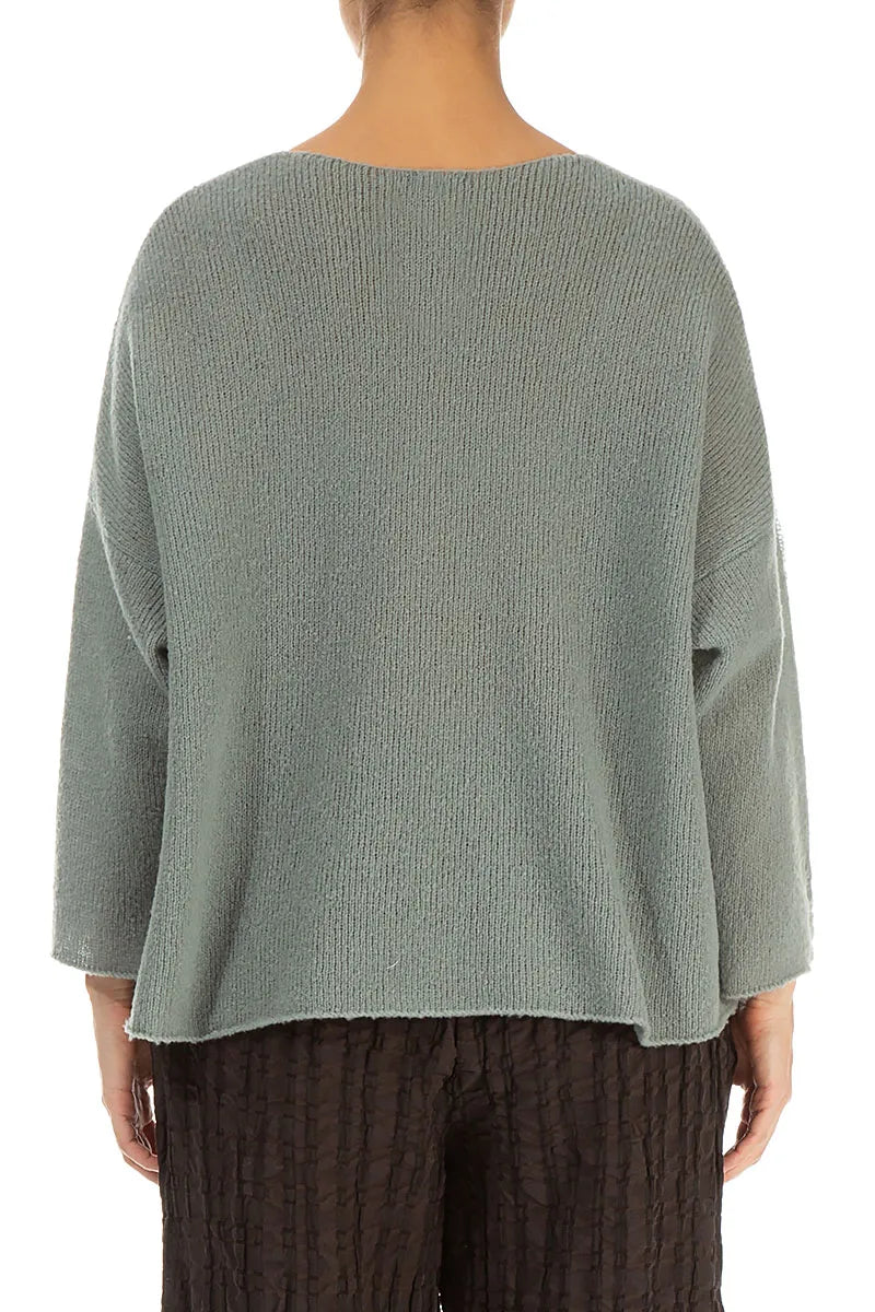 Distressed Hem Pistachio Wool Sweater 2