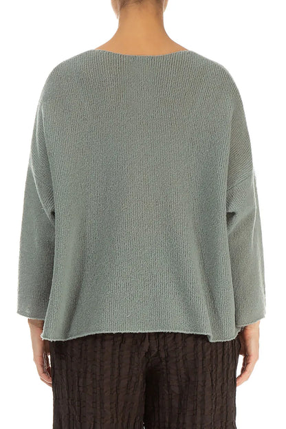Distressed Hem Pistachio Wool Sweater 2
