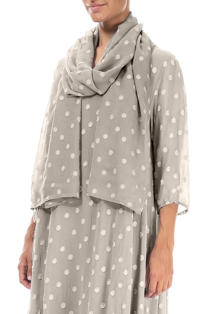 Dotty Beige Silk Scarf