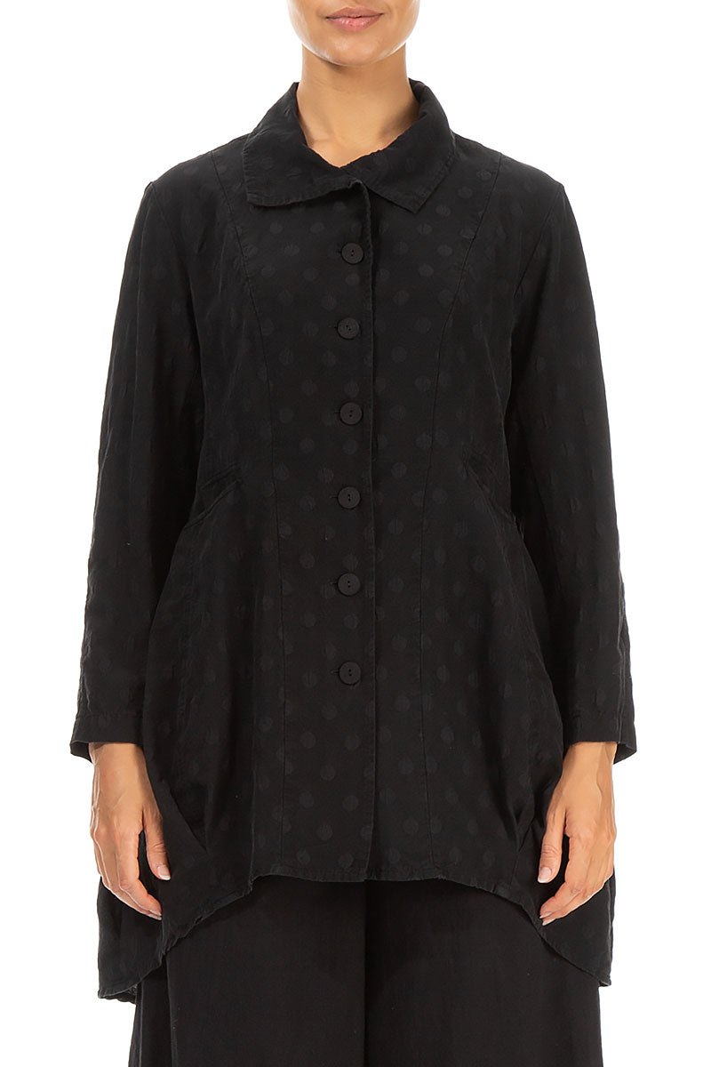 Dotty Black Balloon Silk Jacket