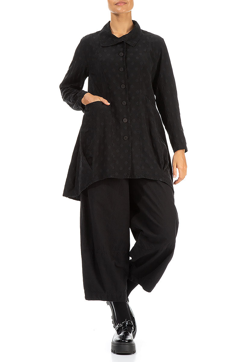 Dotty Black Balloon Silk Jacket