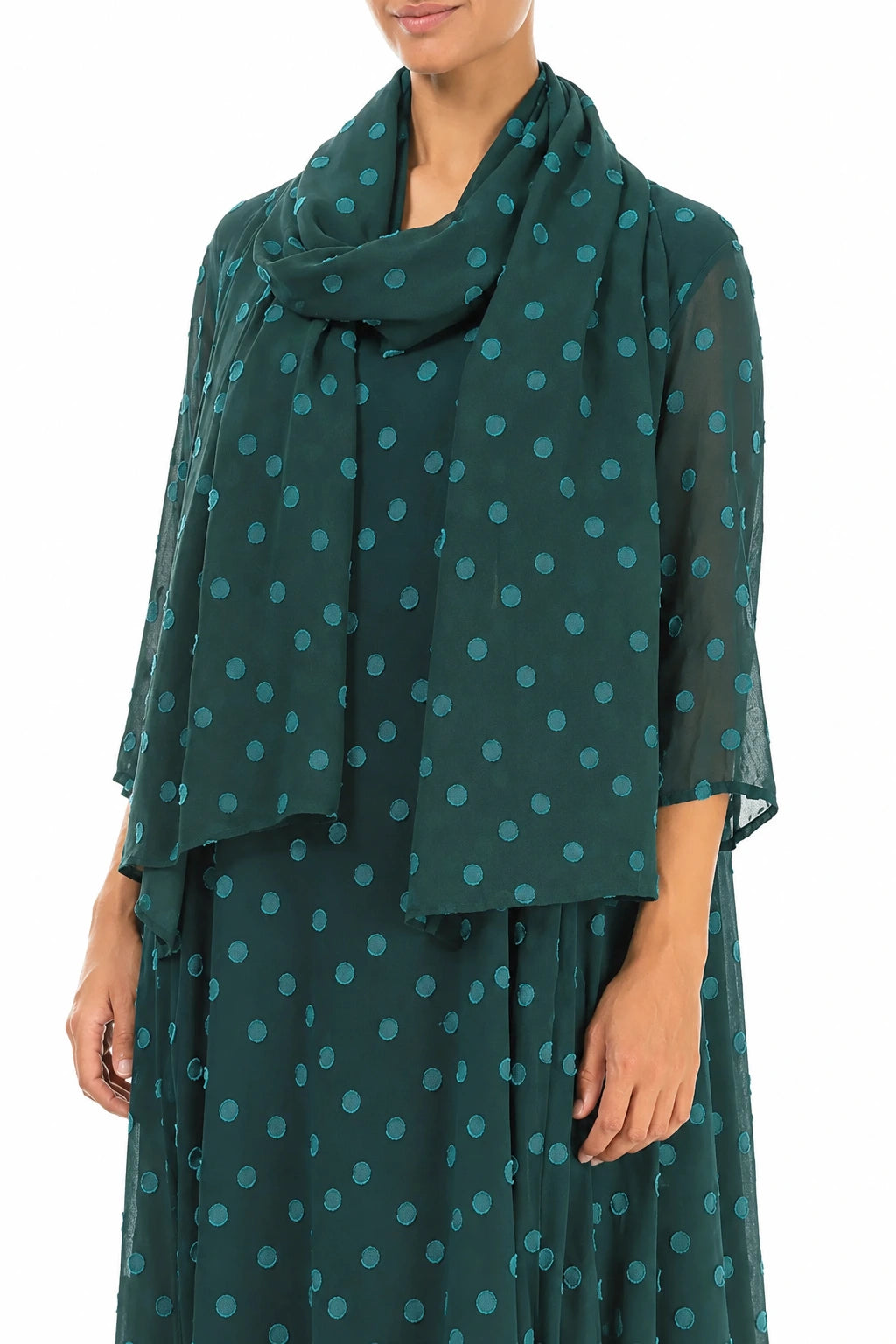 Dotty Deep Turquoise Silk Scarf 3