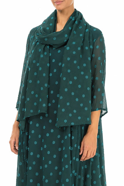 Dotty Deep Turquoise Silk Scarf