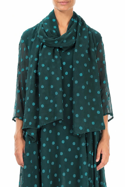 Dotty Deep Turquoise Silk Scarf