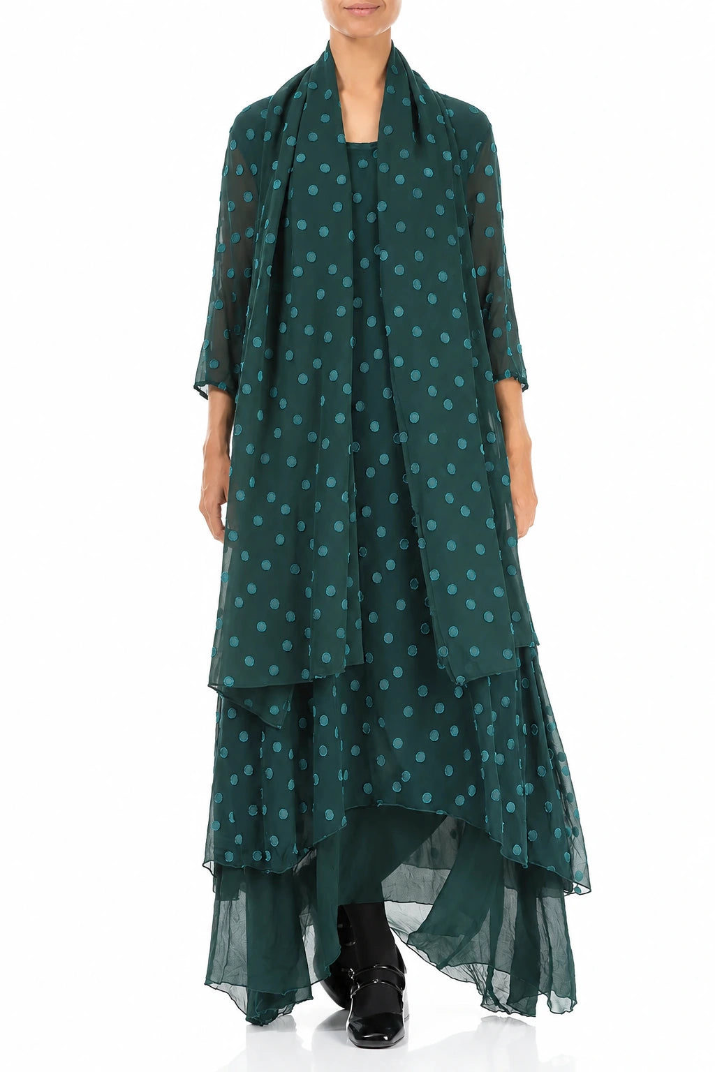 Dotty Deep Turquoise Silk Scarf