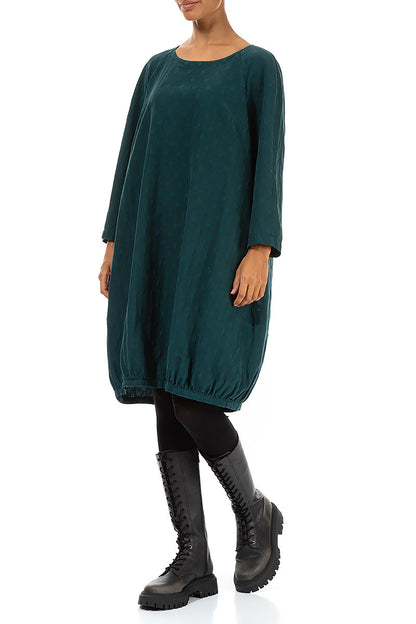 Dotty Emerald Balloon Silk Dress