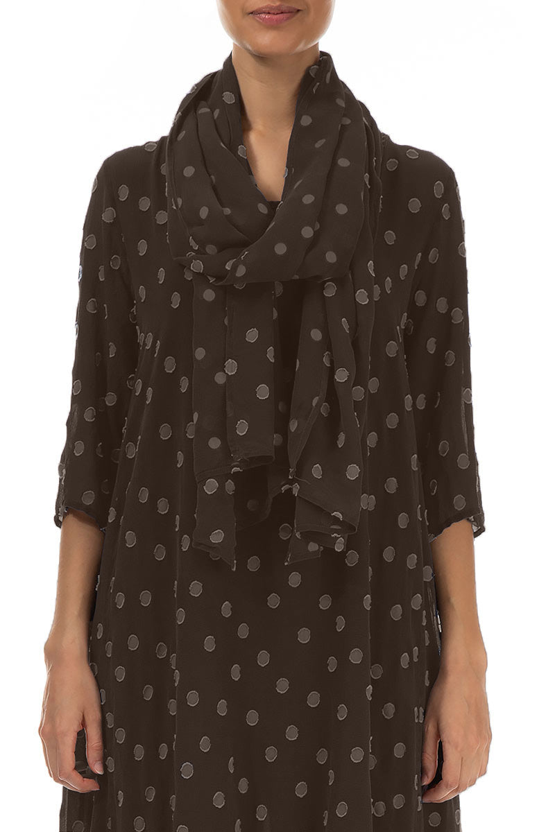 Dotty Forest Brown Silk Scarf 1