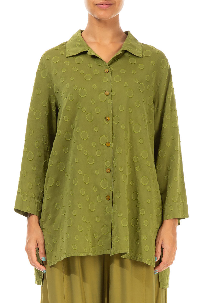 Dotty Golden Lime Silk Cotton Shirt