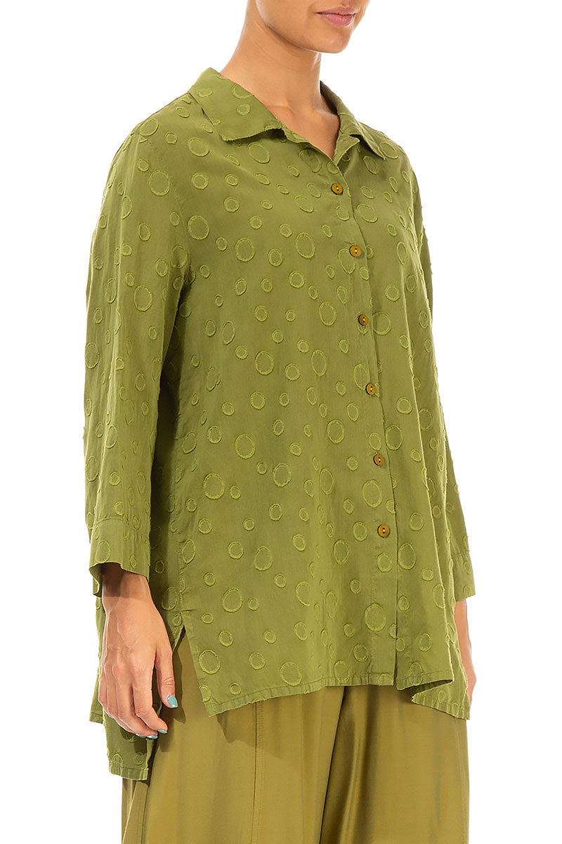 Dotty Golden Lime Silk Cotton Shirt