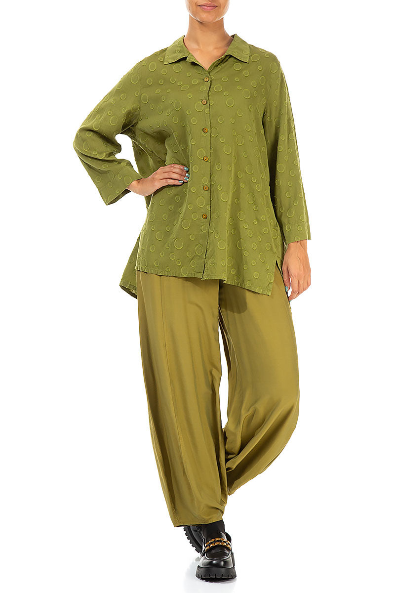 Dotty Golden Lime Silk Cotton Shirt