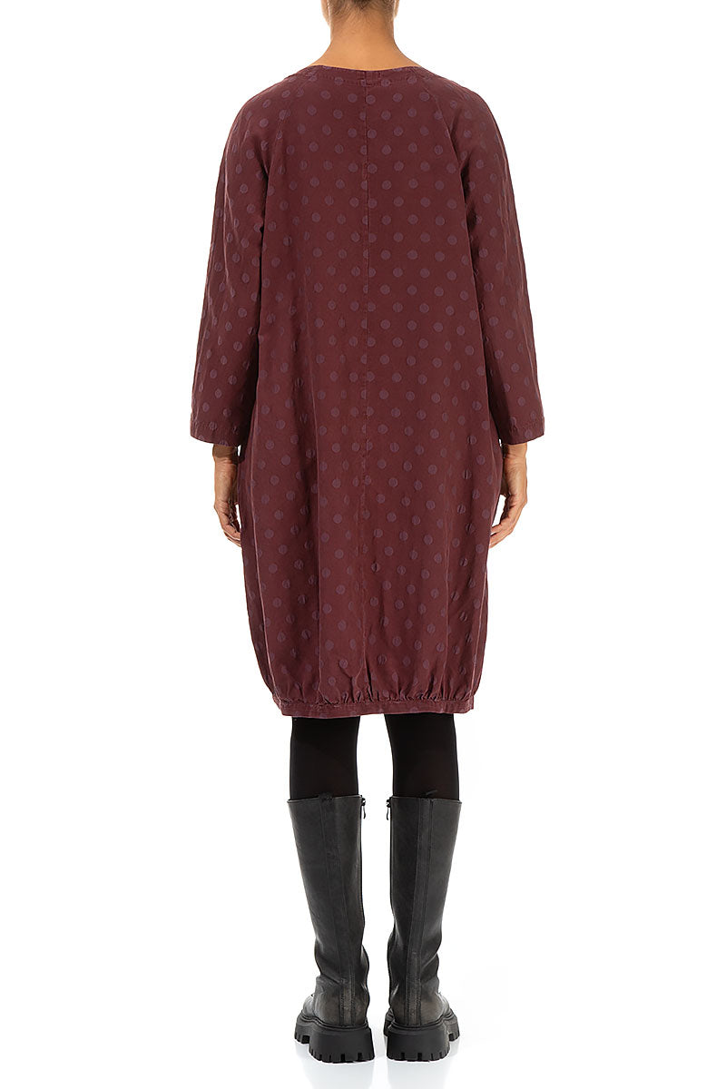 Dotty Merlot Balloon Silk Dress