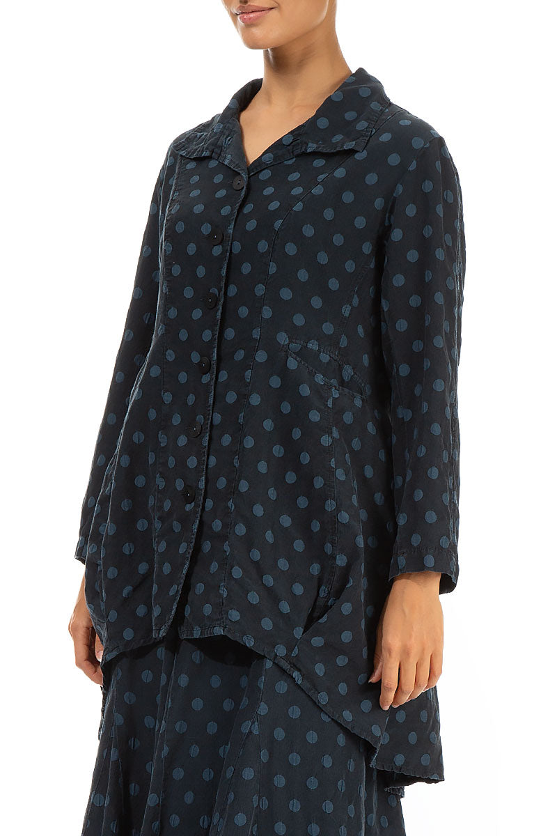 Dotty Midnight Blue Balloon Silk Jacket