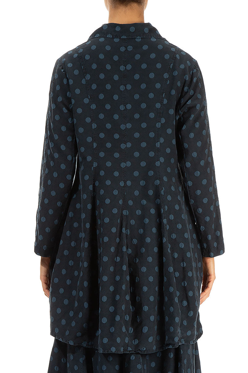 Dotty Midnight Blue Balloon Silk Jacket