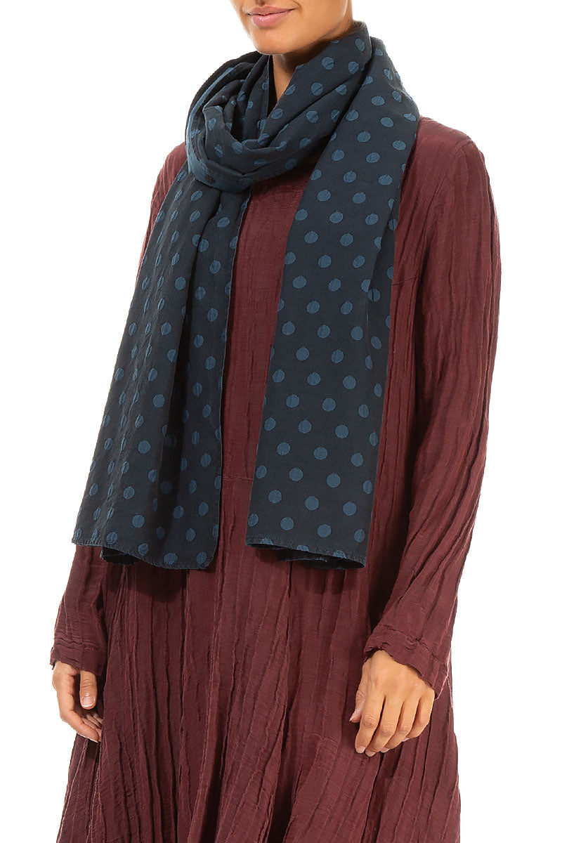 Dotty Midnight Blue Silk Scarf