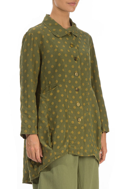 Dotty Olive Balloon Silk Jacket