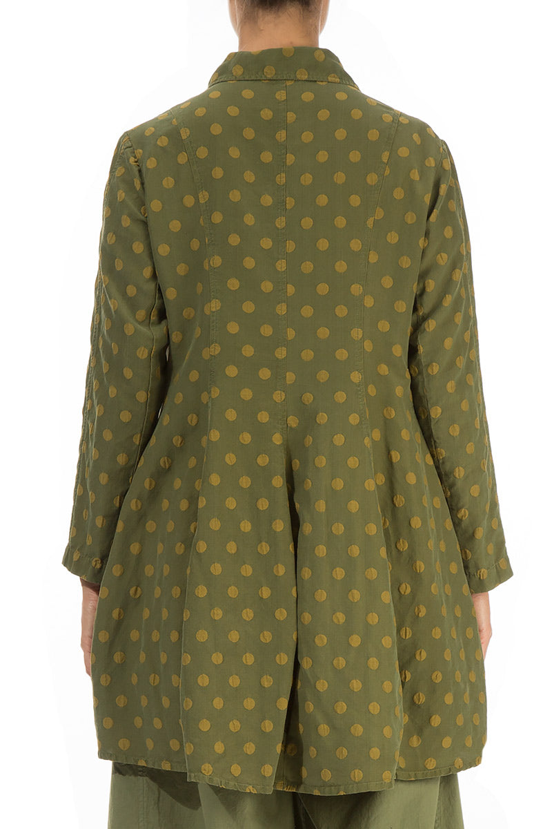 Dotty Olive Balloon Silk Jacket