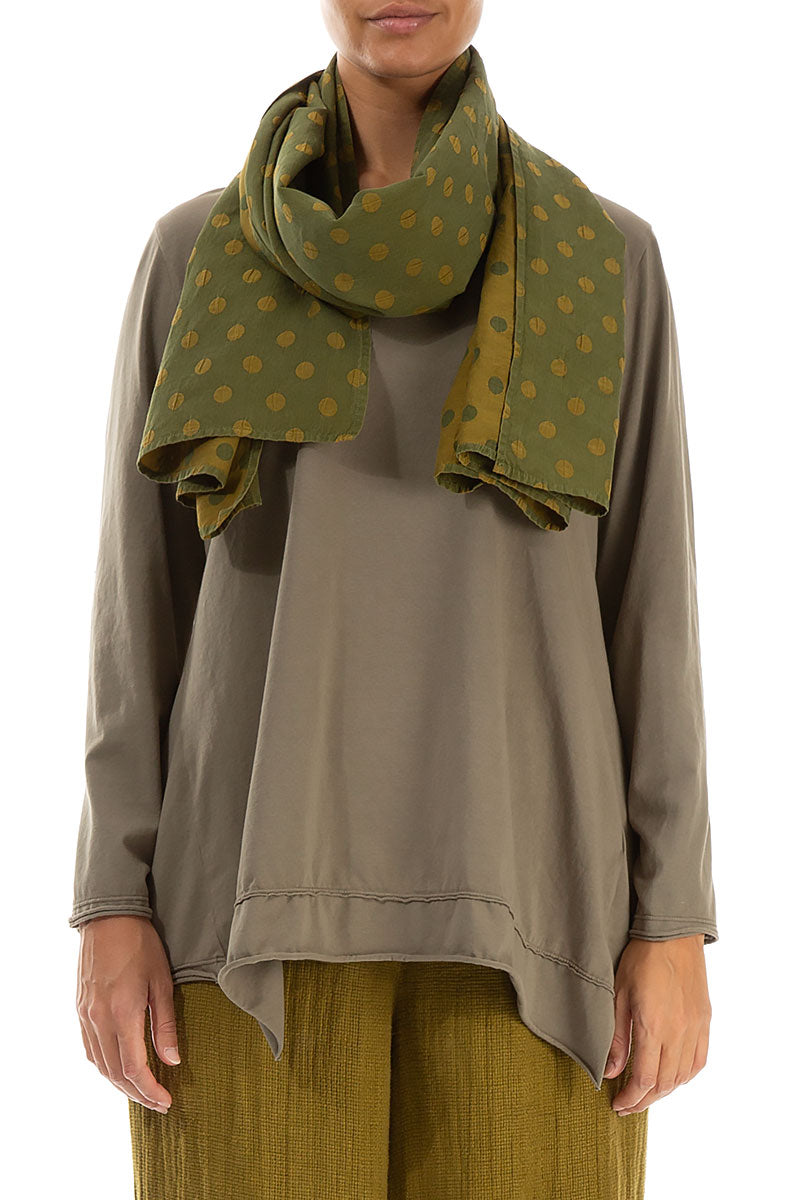 Dotty Olive Silk Scarf