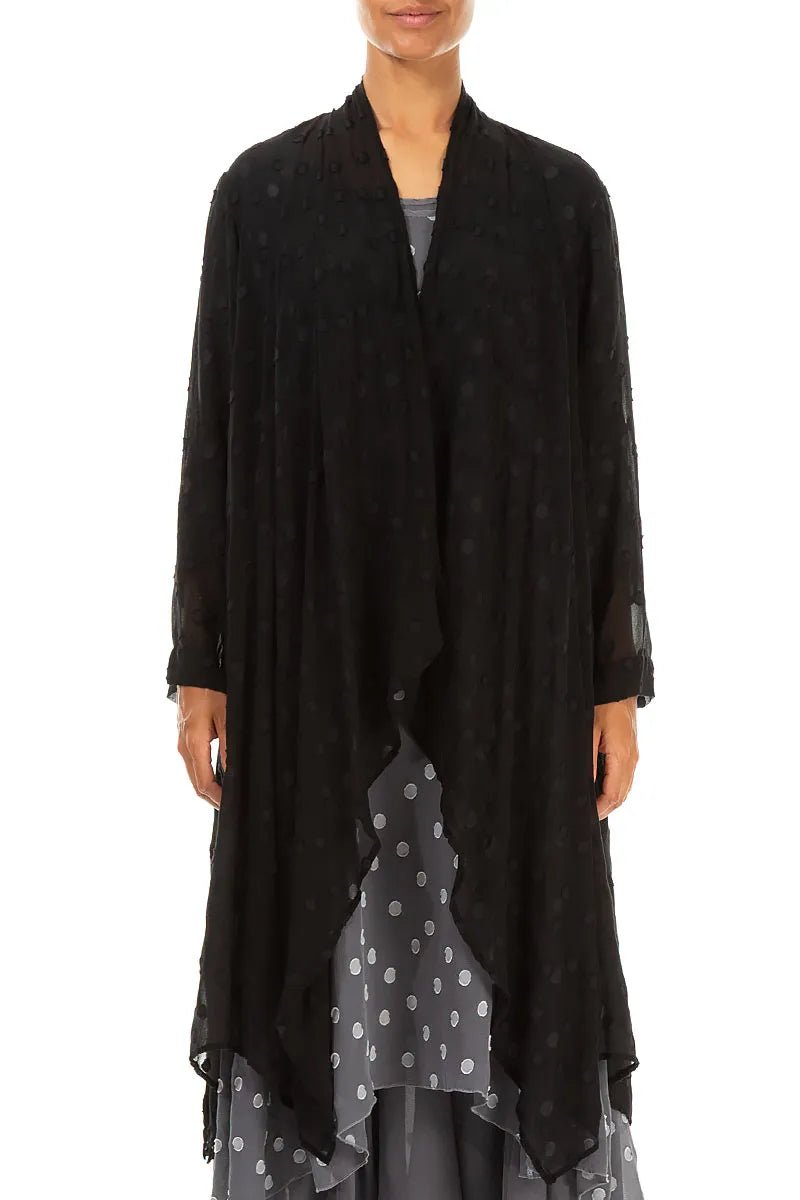 Dotty Open Black Silk Waterfall Jacket 1