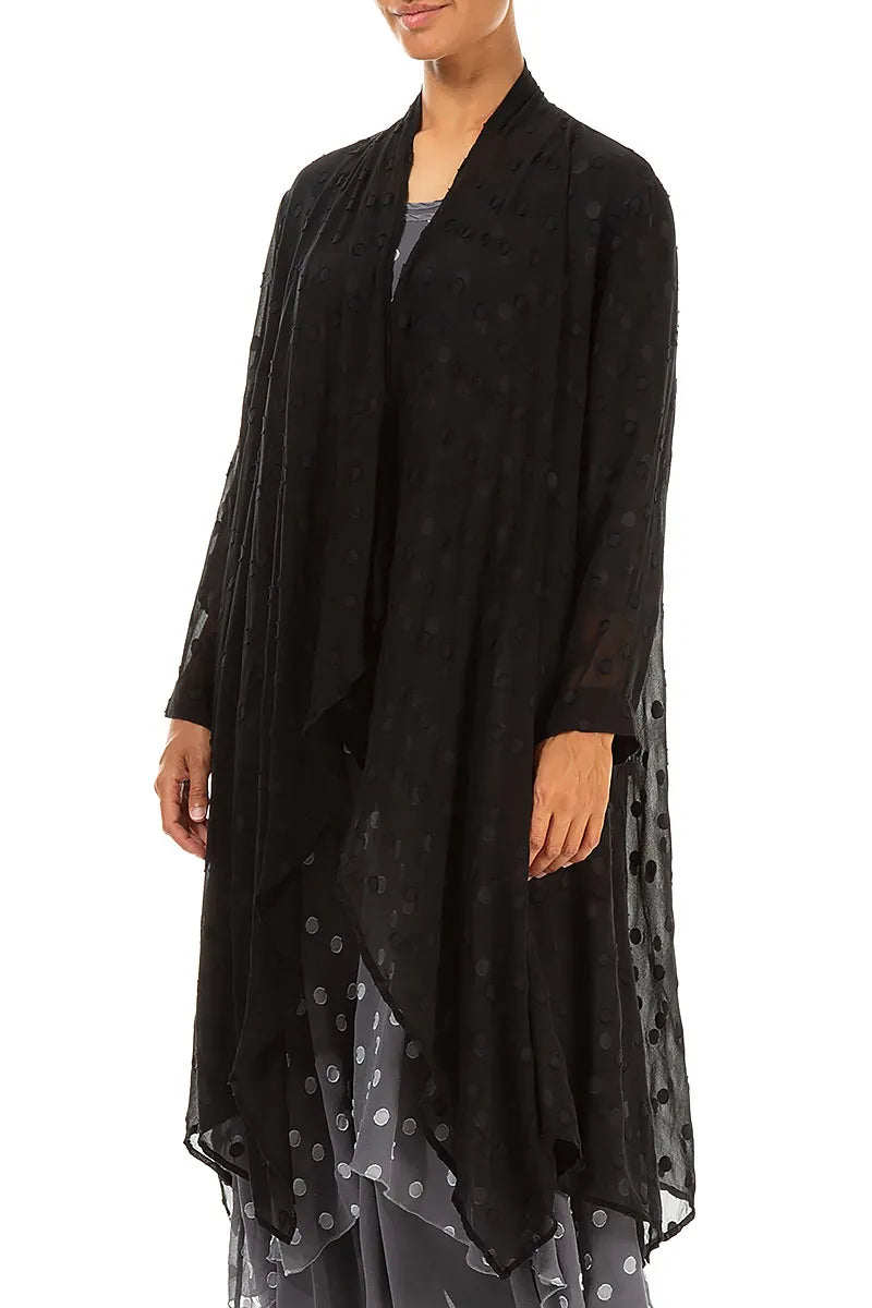 Dotty Open Black Silk Waterfall Jacket 3