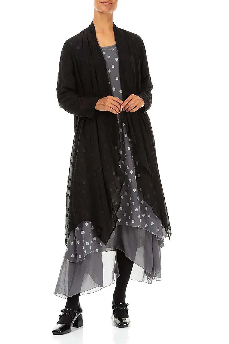 Dotty Open Black Silk Waterfall Jacket 4