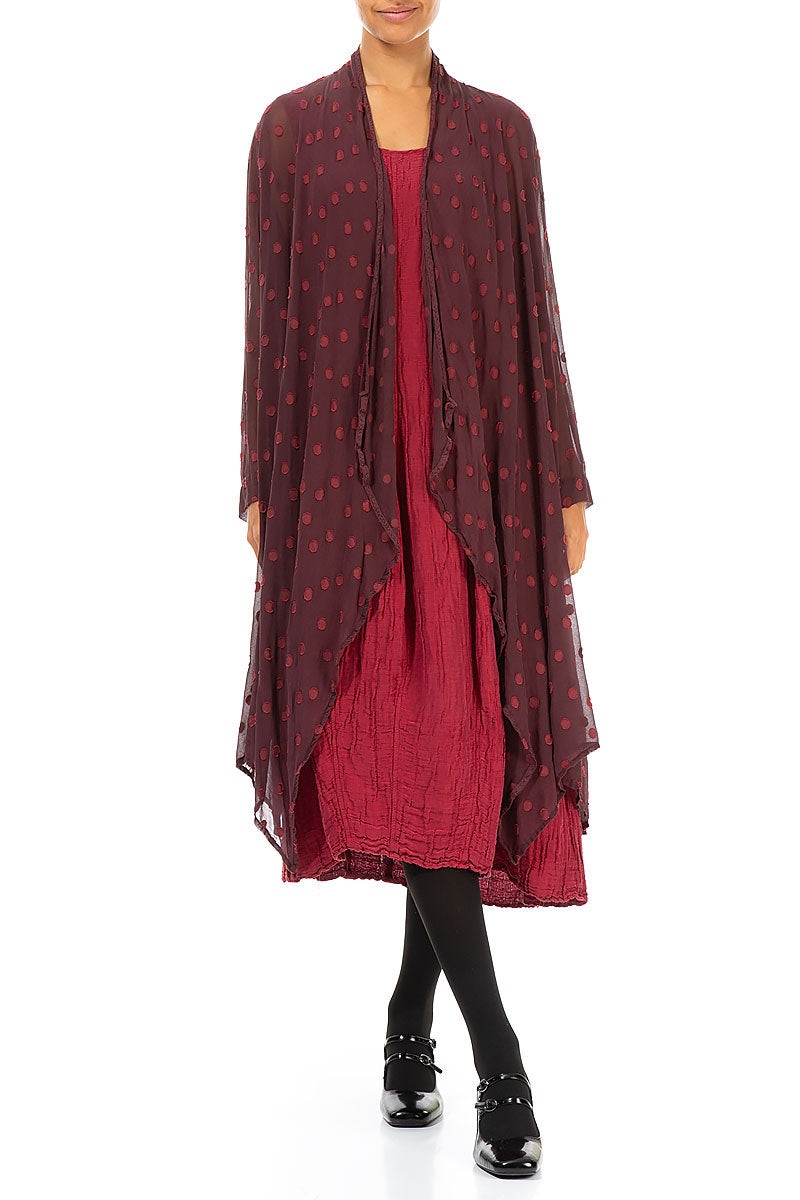 Dotty Open Bordeaux Silk Waterfall Jacket