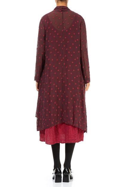 Dotty Open Bordeaux Silk Waterfall Jacket