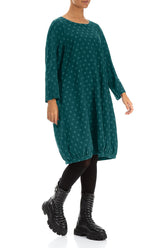 Dotty Peacock Balloon Silk Dress 3