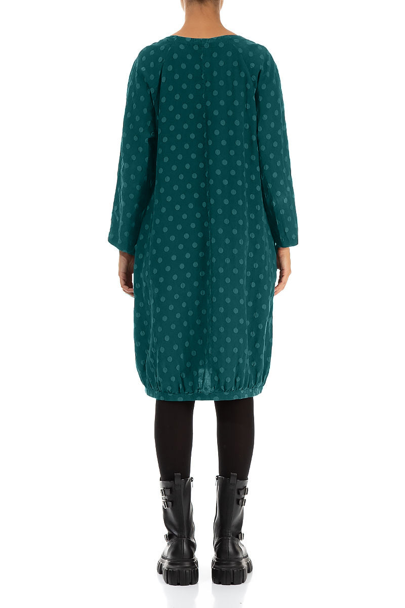 Dotty Peacock Balloon Silk Dress 2