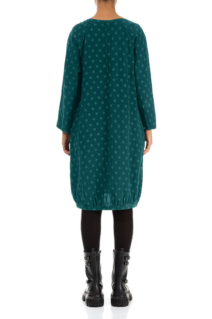 Dotty Peacock Balloon Silk Dress 2