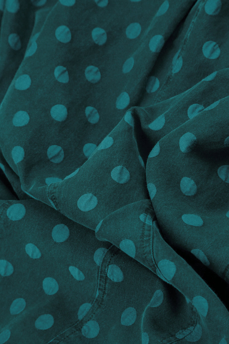 Dotty Peacock Balloon Silk Dress 5