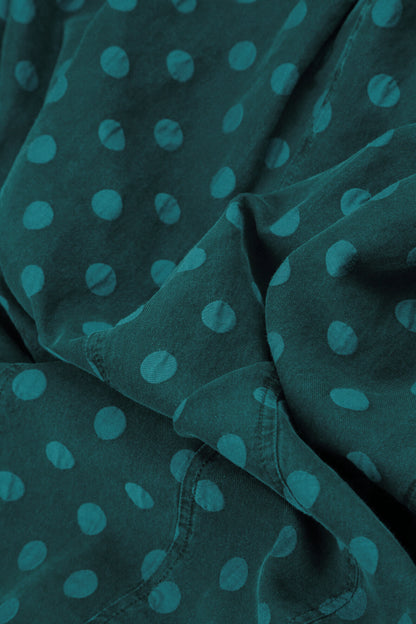 Dotty Peacock Balloon Silk Dress 5