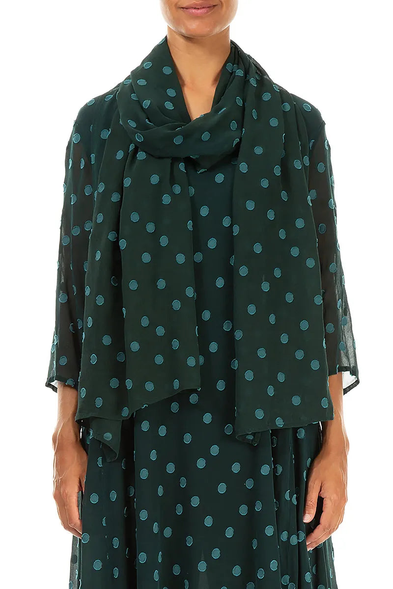 Dotty Peacock Silk Scarf 1