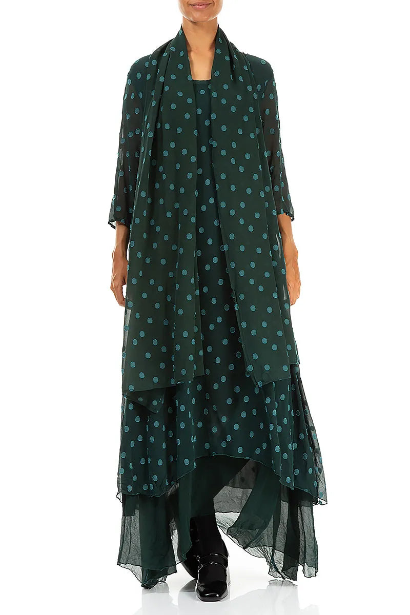 Dotty Peacock Silk Scarf 2