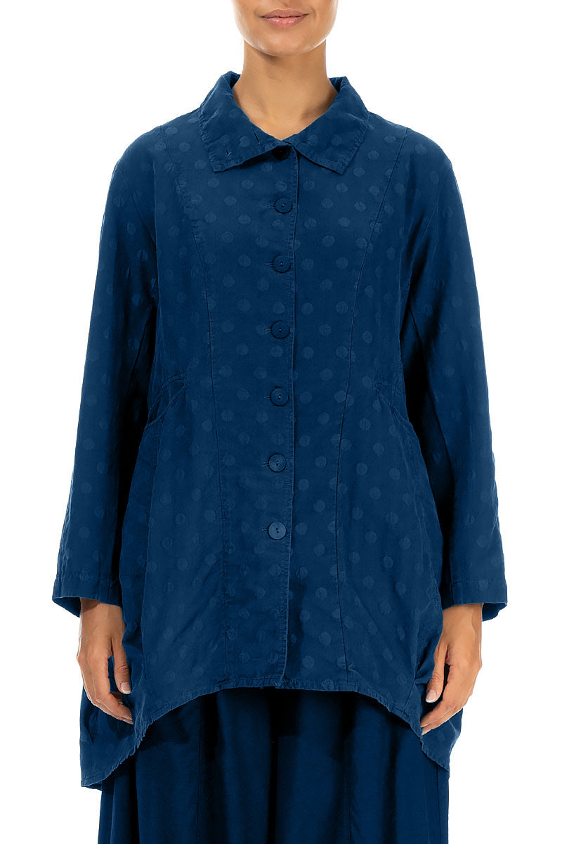 Dotty Royal Blue Balloon Silk Jacket 1